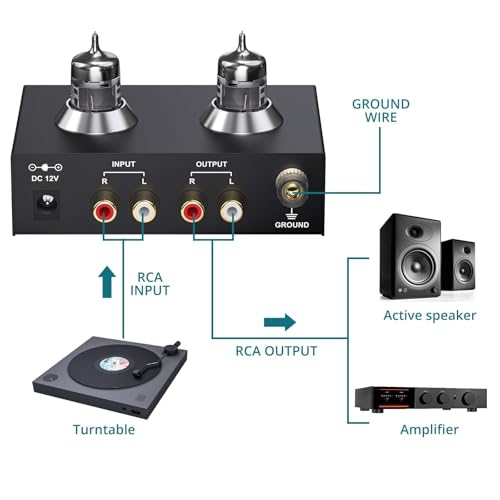 image for YGiTK 6J2 Vacuum Tube Phono Preamp for MM Turntable with Gain,Hi-Fi St