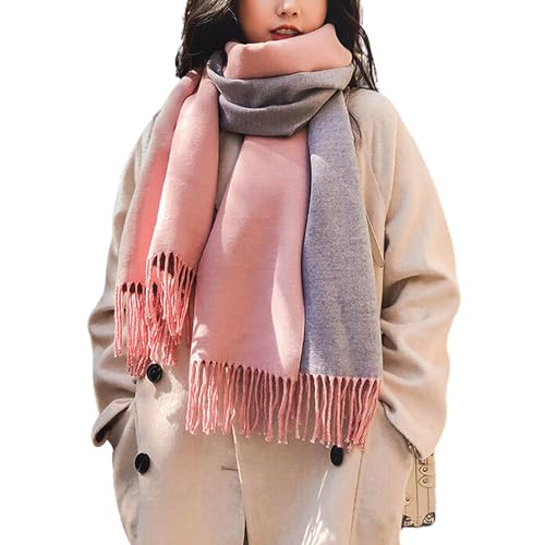 Scarf Wraps for Women, Winter Scarf Necklace, Warm Double Color Scarves, 6.5 Feet Long Women Scarf