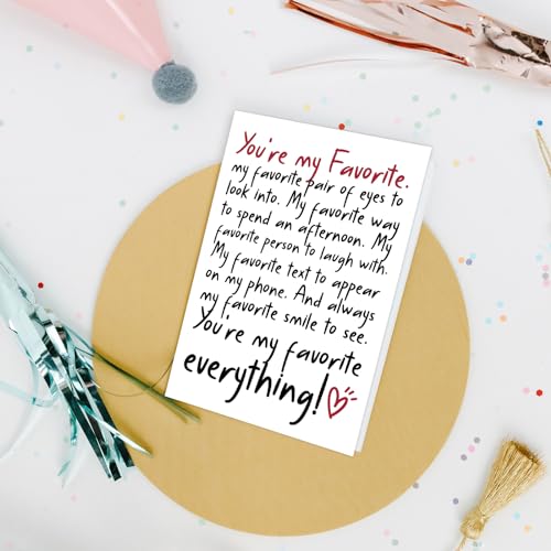 Nchigedy Sweet Anniversary Card for Husband Wife, Romantic Anniversary Card for Him Her, Birthday Card from Boyfriend Girlfriend, You Are My Favorite Everything Card - Thumbnail 4