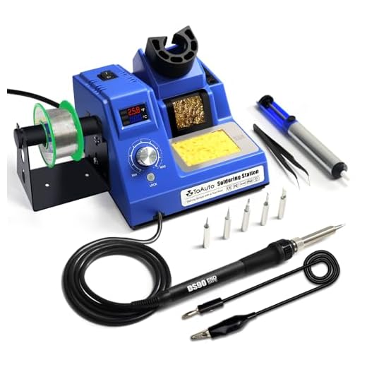 TOAUTO Soldering Station,80W Digital Solder Iron Station Kit with 176°F-896°F Temperature, C/F Func, Auto Standby & Sleep, Temperature Lock,5 Extra Solder Tips, Solder Bracket, Solder Sucker,FT-80W