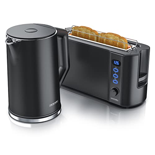 Arendo - Wasserkocher mit Toaster SET Edelstahl Schwarz...