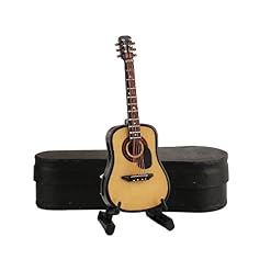 Wooden Miniature Guitar with Stand and Case Mini Musical Instrument Acoustic Guitar Replica Collectible Figurines Model Home Decoration Display Ornament (Wood Color, 3.93″x1.42″x0.56″) - Les Beatles, Paul McCartney, John Lennon, RIngo Starr, George Harrison