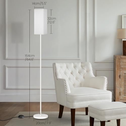 Image of 64.6 inch Floor Lamp, Pole with Foot Switch, Modern Standing Lamp Lampshade, Minimalist Freestanding Lamp (Bulb Not Included), for Living Room, Bedroom Office ETL Listed, White WCW07LD05