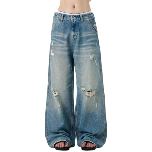 Men's Jeans American-Style Summer Classic Ripped Loose-fit Pants Straight-Leg Wide-Leg Trouser for Men2