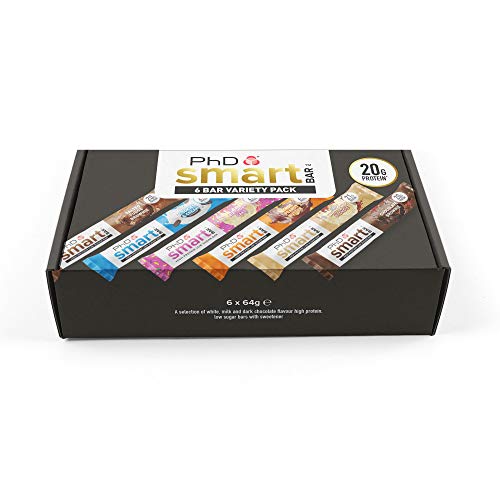 PhD Smart Bar High Protein Low Sugar Bar, Variety Box, 64 g, Pack of 6 PHD-SB6pack