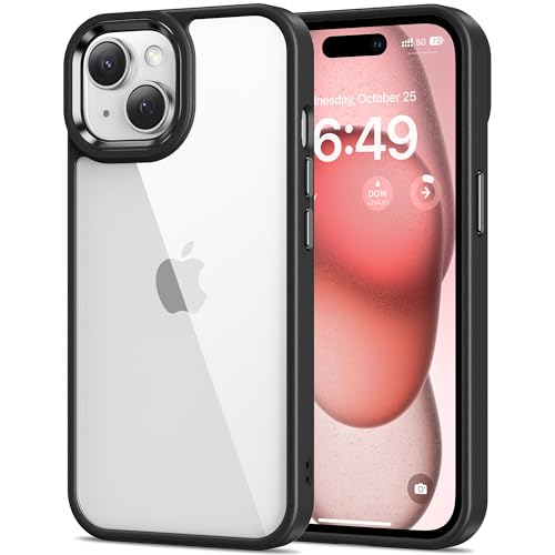 Image of HOOMIL Case for iPhone 15 6.1-Inch, Anti-Yellowing, Drop Protection, Anti-Scratch Transparent Hard Back Phone Cover (Black)