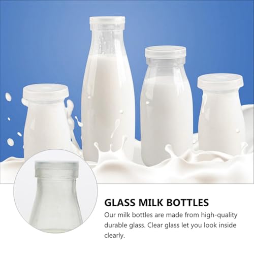 VOSAREA Set of 4 Reusable 500ml Glass Bottles with Lids – Ideal for Milk, Yogurt, and Juice Storage - Effortlessly Clean for Kitchen Use - Image 9