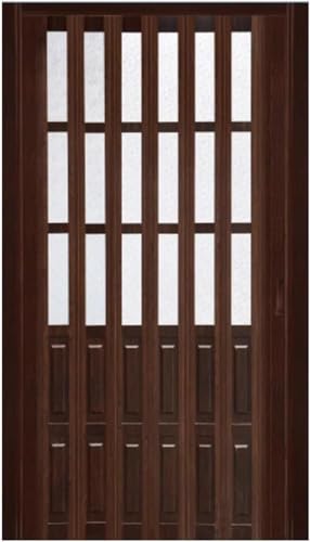 Dark Brown PVC Concertina Door with Wood Grain, Accordion Door