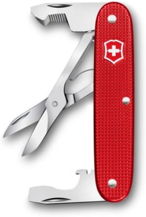 Victorinox Companion Slim Alox Pocket Tool 6 Functions with Scissors, Pack Opener, Screwdriver, Swiss Made - Red