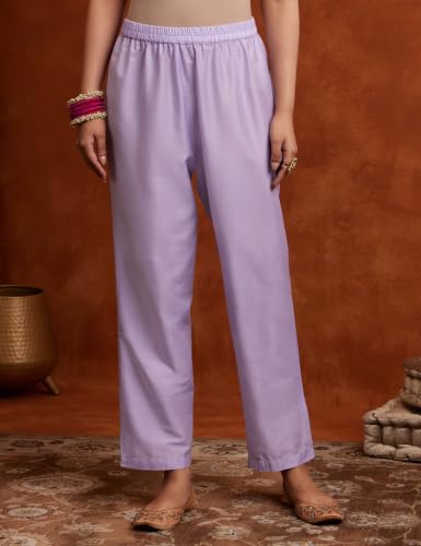 Image of Amazon Brand - Myx Women's Kurta Pant Set with Embroidered Organza Dupatta | A-line fit (Available in Plus Sizes)