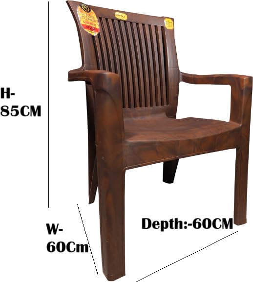 Anmol Moulded Victory Heavy Duty high Back Ortho Chair Quality Matters for us Plastic Living Room,Office,resturant,Balcony,Garden,Outdoor Chair Brown (Pack of 2) 1