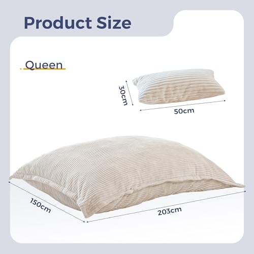 MAXYOYO Sitzsack XXL, aus Cordstoff Abnehmbar, Riesen Bean Bag mit Flauschiger Schaumstoff Füllung, Großes Bodenkissen für Erwachsene & Paare