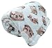 Just Home Fun Print Soft Cozy Lightweight 50 x 60 Fleece Throw Blanket (Mint with Grey Kitty Faces)
