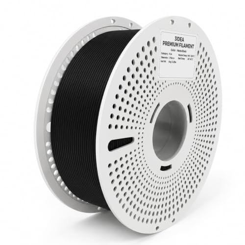 Image of 3IDEA PLA Matte 3D Printer Filament 1.75mm, Black, 1KG with Reusable Spool, Dimensional Accuracy ±0.02mm, Premium Matte Finish, Smooth & Consistent Printing