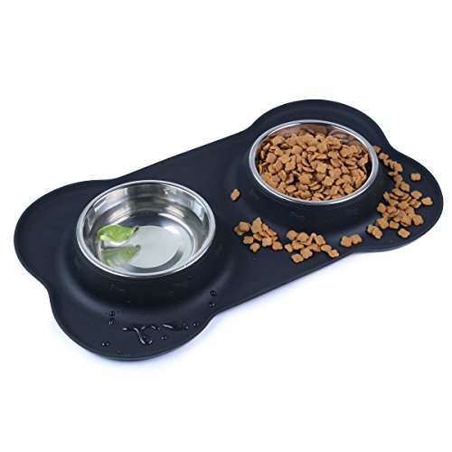 Pet Deluxe Dog Bowls Stainless Steel Dog Bowls With No Spill Skid Resistant Silicone Mat, 24Oz 48Oz Dog Food And Water Bowl Set Feeder Bowls For Small Medium Large Size Dogs Cats Pets Puppy Dog Dish #TOP2