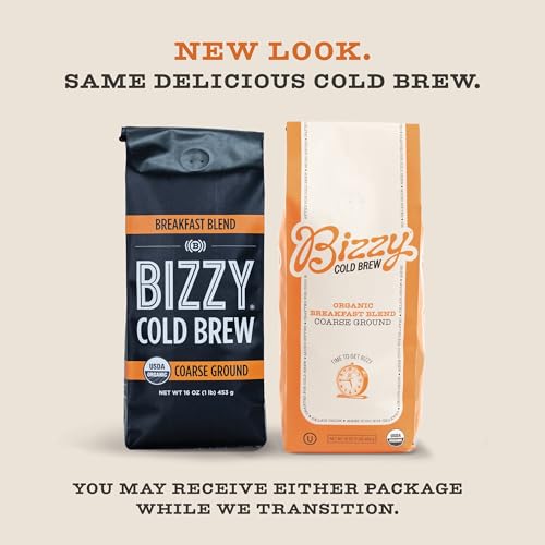 Bizzy Organic Cold Brew Coffee | Breakfast Blend | Coarse Ground Coffee | Medium-Light Roast | Micro Sifted | Specialty Grade | 100% Arabica | 1 LB