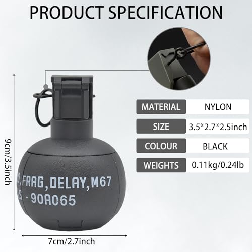 Disratw M67 Airsoft Grenade Toys 2Pcs Tactical Grenade Plastic CS Battle Game Toy Hand Grenades Pull Ring Toys Role Play Model Prop for Age 14+ (Black)