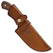 BUSHMASTER Tracker Knife and Leather Sheath - 1095 High Carbon Steel Blade, Full-Tang, Sawback, Wooden Handle Scales, Brass Pins, Lanyard Hole, Use for Survival and Outdoor Adventures - Length 11 3/4”