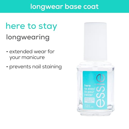 essie salon quality nail care, vegan formula, clear base coat, Here To Stay, 0.46 fl oz