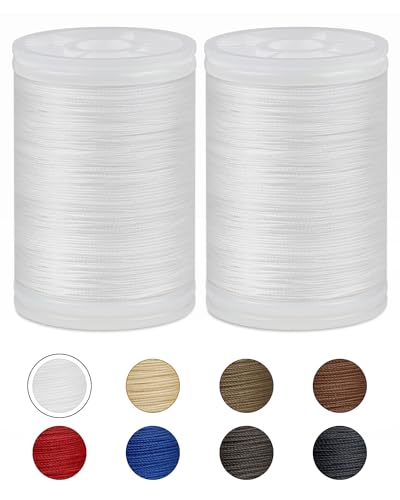 330 Yards FIVEIZERO Extra Strong Upholstery Thread,White Bonded Nylon Thread for Denim Leather,Craft,Machine,DIY and Home (2 Pack) CJ