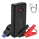 Arrancador de Baterias de Coche, 1500A 18000mAh Arrancador de Baterias de Coche Portátil (para Motor 8.0L Gasolina o 6.5L Diesel) Pinzas bateria Coche, Puertos USB de Carga rápida, Linterna LED