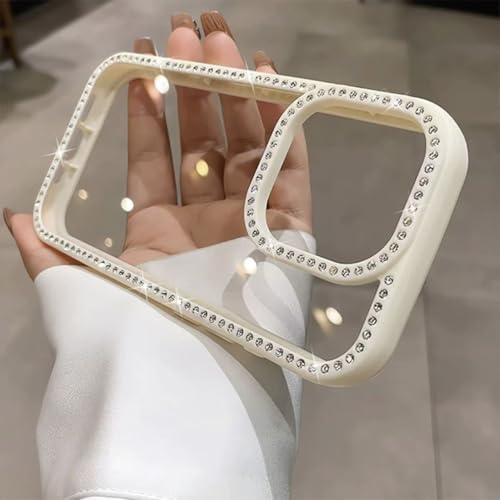 Coque iPhone 14 Pro Max à paillettes chic et antichoc Blanc Antique - 5