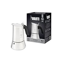 Bialetti Nuova Venus, Caffettiera Per Caff&egrave; Espresso, Non adatta all'Induzione, Acciaio Inossidabile, 2 Tazze (85 ml)