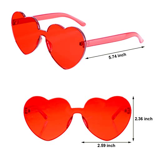 Gejoy 4 Pieces Heart Shaped Sunglasses for Women Men Valentine Gift Frameless Glasses3