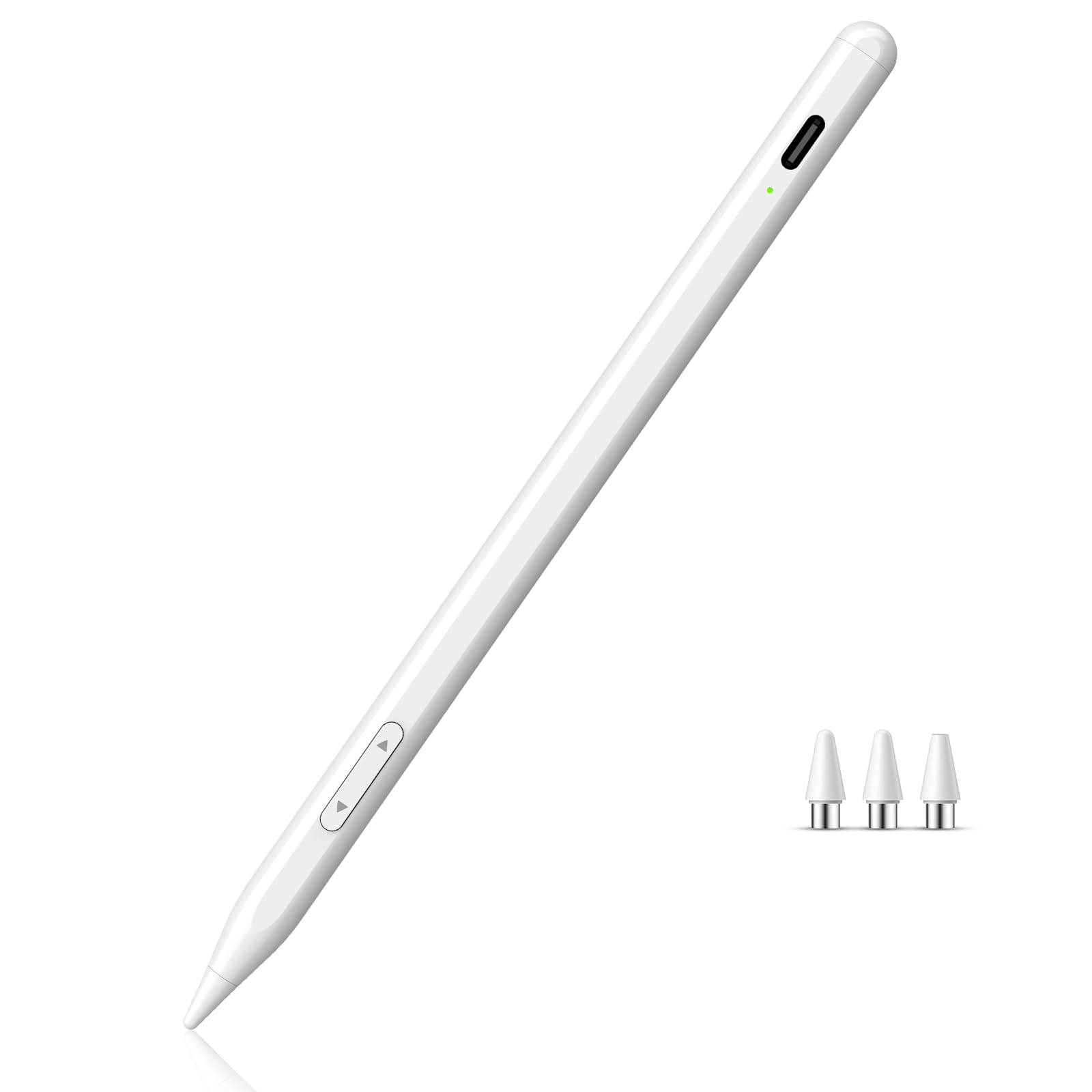 タッチペン 全機種対応 MEKO iPad ペンシル 途切れなし 15分Type-C急速充電 電量表示 磁気吸着 パームリジェクション対応 ホワイト