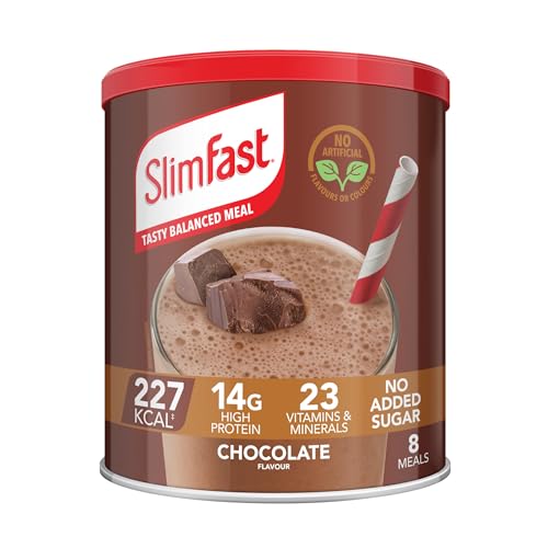 SlimFast Meal Replacement Shake for Weight Loss & Balanced Diet, Vitamins and Minerals, Low Calorie, High Protein, Chocolate Flavour, 8 servings, 300 g, Packaging May Vary