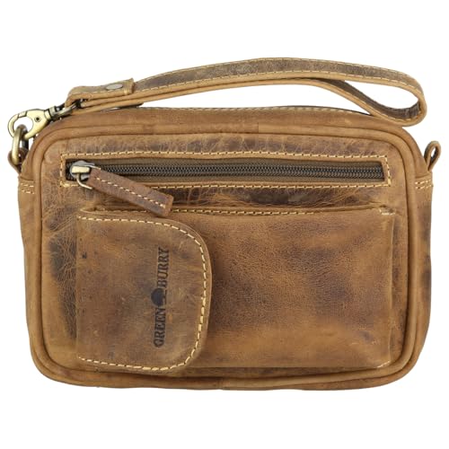 Sac en cuir Vintage Greenburry homme 22cm, petite sacoche marron et besace épaule