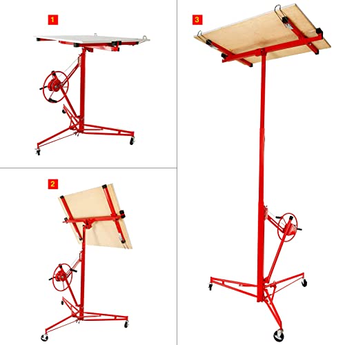 Drywall Lift Panel 11' Lift Drywall Panel Hoist Jack Lifter Jack Rolling Caster Wheel Sheetrock Drywall Lift Construction Tools (11Ft) #TOP6