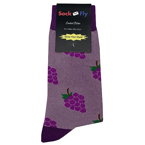 Grape Dress Socks Funny Novelty Crazy Fun Design Men Size 8-12 Cotton Casual Crew Colorful Funky Fancy Socks Gift for Men4
