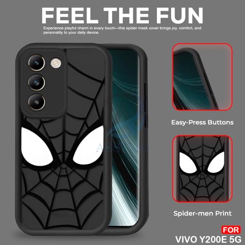 Image of AESTMO Back Case Cover for Vivo Y200E 5G / T3 5G Cover | Spidey Face Mask Design | Silicone Case | Full Body Protection | Camera Protection Back Cover for Vivo Y200E 5G / T3 5G (Black)