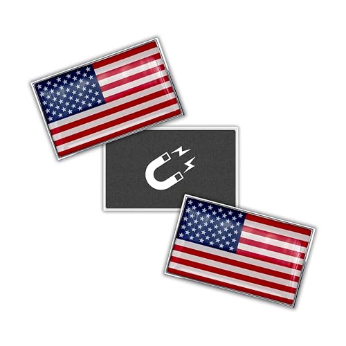 Imanes pequeños decorativos con bandera americana cromados miniatura 1