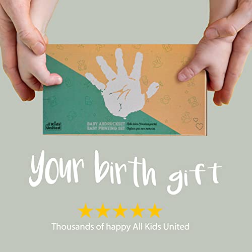 all Kids United® Baby Bilderrahmen Abdruck-Set - Fotorahmen für Hand-Abdruck, Fuß-Abdruck & Fotos; Taufgeschenk Geschenk-Set für Geburt, Taufe - 3-teilig weiß (Tinte)