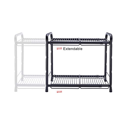 Rice Rat Under Sink Organizers And Storage Extendable Under-Sink Organizer Shelf Rack 2 Tiers,Black(17-Inch To 25-Inch) #TOP3