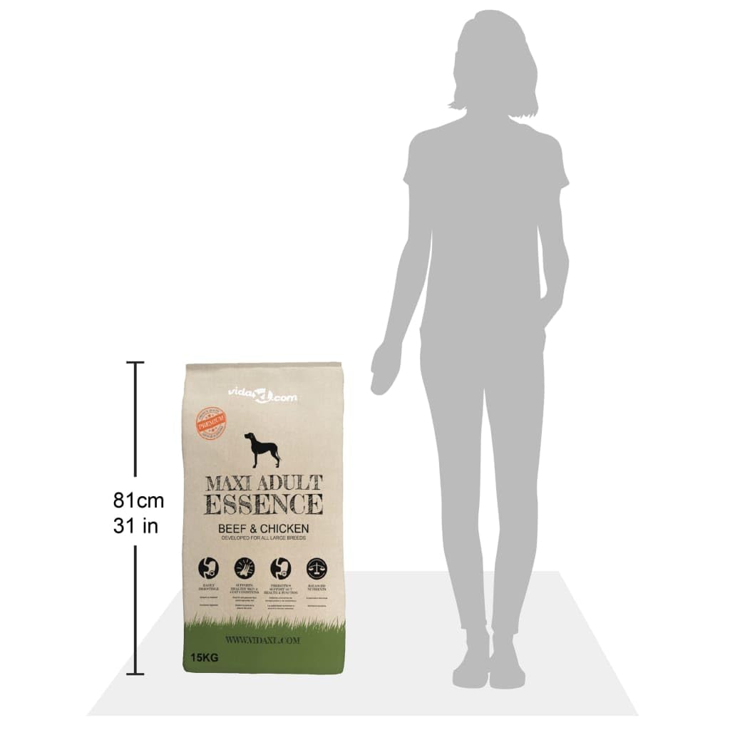 vidaXL Comida Seca Perros 15 kg Res Pollo Alimento Nutrición Pienso Mascotas