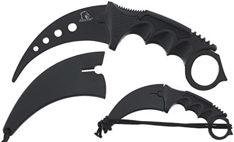 Falcon 7.5" Tactical Fixed Blade Training Dagger, No Edge. For Training Purpose Only (Black)