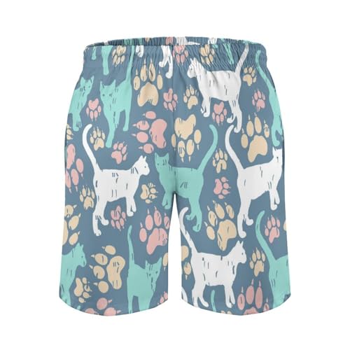 Shorts de bain homme chat blanc maillot de bain séchage rapide taille M