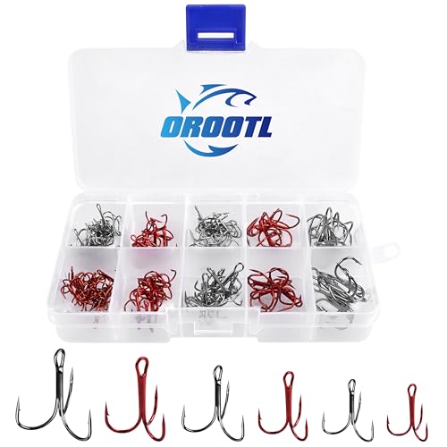Hameçons triples en acier au carbone OROOTL assortiment de tailles 4 à 14 pour eau douce et mer