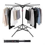 LOMUG Standtrockner Wäscheständer Hoch Klappbar mit 6 Flügeln, Wäschespinne Wäschetrockner Ständer, Faltbarer Wäscheständer mit Sockenhalter, Kleiderständer Trockenständer für Drinnen Draußen Balkon