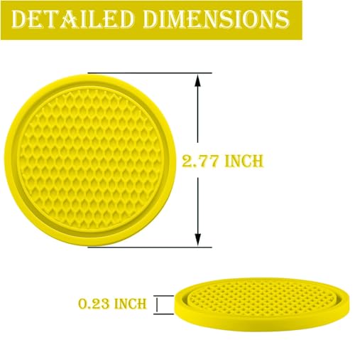 Image of SINGARO Car Cup Coaster, 4PCS Universal Non-Slip Cup Holders Embedded in Ornaments Coaster, Car Interior Accessories, Yellow