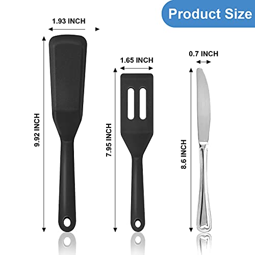 Ayayastory Small Spatula Mini Brownie Serving Spatula, 2 Pieces Heat-Resistant Flexible Nonstick Silicone Spatulas, Mini Silicone Spatula Turner (Black) #TOP1
