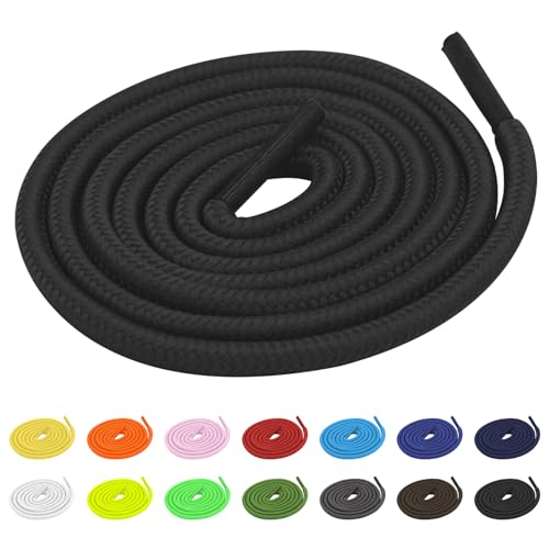 TBOC Cordones Redondos Negro [90 cm] para Calzado Zapatos Deportivas Zapatillas Botas | Cordón Patines Fútbol Deporte | Compatibles con Converse Nike Adidas Panama Jack Asics Vans