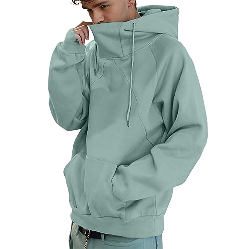 Hoodies for Men,Mens Hoodies Drawstring Cowl Neck Pullover Oversized Long Sleeve Athletic Y2K Hoodie Sweatshirts with Pocket
