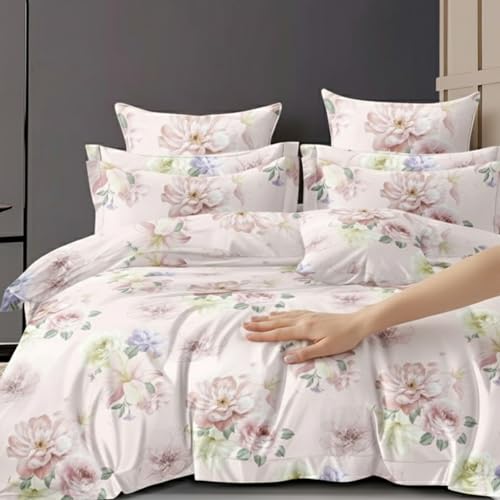 Image of Sleepy Threads Double Bed Queen Size Blended Cotton Bedsheet, 200 TC Soft, Breathable Fabric, Wrinkle Free Floral Print Bedroom Bedding Set, 1 Bedsheet with 2 Pillow Covers for Bedroom (93x106 Inch)