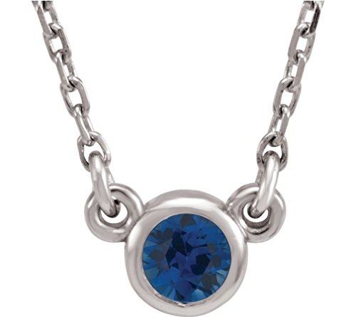 The Men's Jewelry Store (for HER) Chatham Created Blue Sapphire Solitaire 14k White Gold Pendant Necklace, 16
