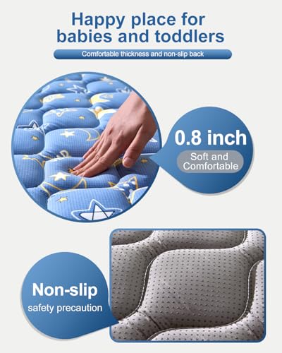 Odorless Premium Foam Baby Play Mat 50" x 50", Soft Microfiber Fabric Crawling Mat for Floor- Comfortable and Hypoallergenic, Non-Slip Cushioned Floor Playpen mat for Infants,Babies,Toddlers