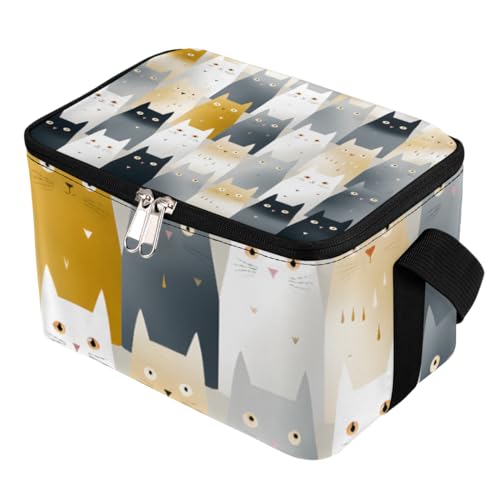 GzLeyigou Lunch Bags for Women Men 9 Cans,Cute Animal Cat Hot & Cold Food Delivery Bag Insulated Grocery Bag Insulated Lunch Box Cat Cooler Bag for Office Work Picnic Beach